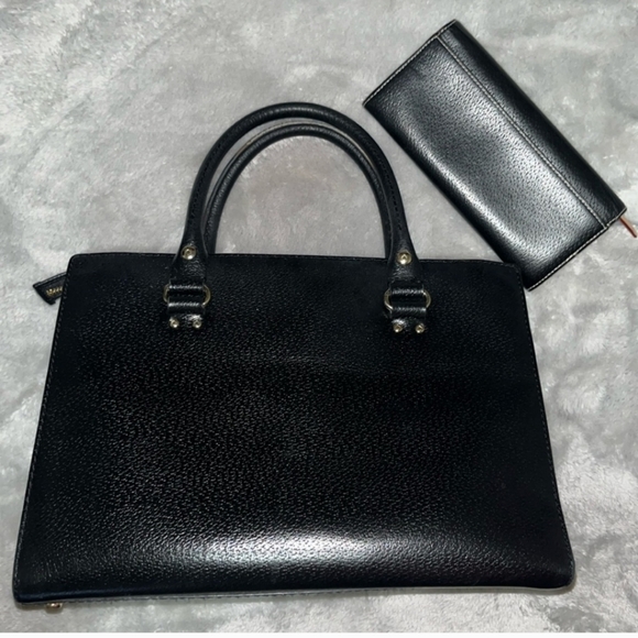 Kate Spade ♠️ Black Pebbled Leather Handbag & Wallet SET - Picture 2 of 16